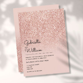 Einfache Elegante Roségold Glitter Hochzeit Einladung