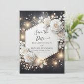 Einfache, elegante Rosenhochzeit Save The Date (Stehend Vorderseite)