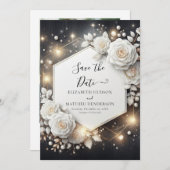 Einfache, elegante Rosenhochzeit Save The Date (Vorne/Hinten)