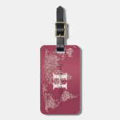 Einfache elegante Rot-Maroon-Metal-mit Monogramm B Gepäckanhänger (Vorderseite vertikal)