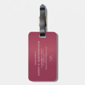 Einfache elegante Rot-Maroon-Metal-mit Monogramm B Gepäckanhänger (Rückseite vertikal)