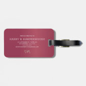 Einfache elegante Rot-Maroon-Metal-mit Monogramm B Gepäckanhänger (Rückseite horizontal)