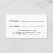 Einfache elegante Rot-Weiß-Refer-a-Friend-Karte Empfehlungskarte (Rückseite)