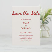 Einfache elegante rote Hochzeit Save The Date (Stehend Vorderseite)