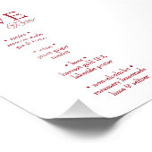 Einfache Elegante Rote Liebe Hochzeit Bar Sign Fotodruck (Ecke)