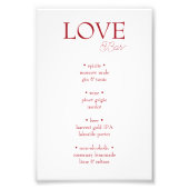 Einfache Elegante Rote Liebe Hochzeit Bar Sign Fotodruck (Vorne)