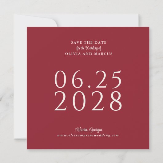Einfache Elegante Rote Platz Save the Date mit Fot (Vorderseite)