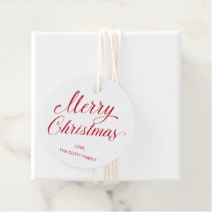 Einfache Elegante Rote Schrift Moderne Weihnachten Geschenkanhänger