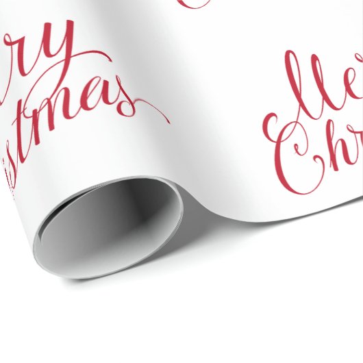 Einfache Elegante Rote Schrift Moderne Weihnachten Geschenkpapier (Rolleneckpunkt)