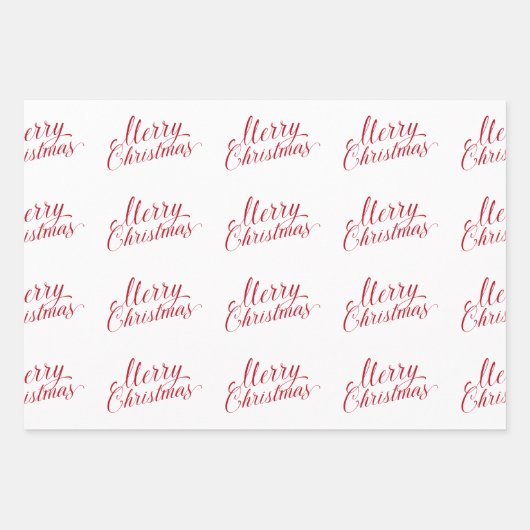 Einfache Elegante Rote Schrift Moderne Weihnachten Geschenkpapier Set (Vorderseite 3)