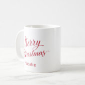 Einfache Elegante Rote Schrift Moderne Weihnachten Kaffeetasse (Vorderseite Links)