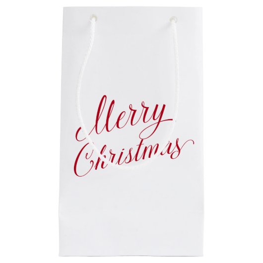 Einfache Elegante Rote Schrift Moderne Weihnachten Kleine Geschenktüte (Vorderseite)