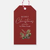 Einfache Elegante Rote Weihnachten Botanische Grün Geschenkanhänger (Vorderseite)