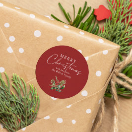 Einfache Elegante Rote Weihnachtsgrün Runder Aufkleber