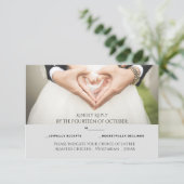 Einfache, elegante RSVP-Karte mit Speisekarte Ankündigung (Stehend Vorderseite)