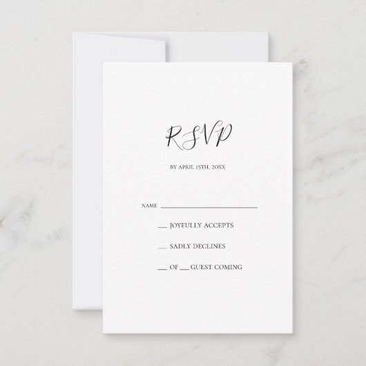 Einfache elegante RSVP-Karte RSVP Karte (Vorderseite)