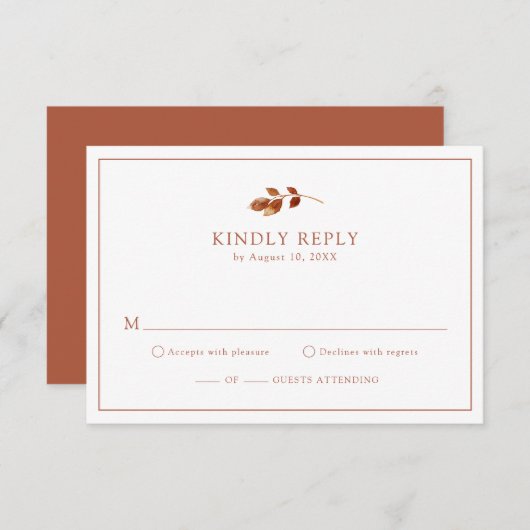 Einfache elegante RSVP-Karten RSVP Karte (Vorne/Hinten)