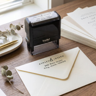 Einfache elegante Rücksendeadresse für Paare Permastempel