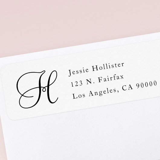 Einfache elegante Rücksendeadresse mit Monogramm |