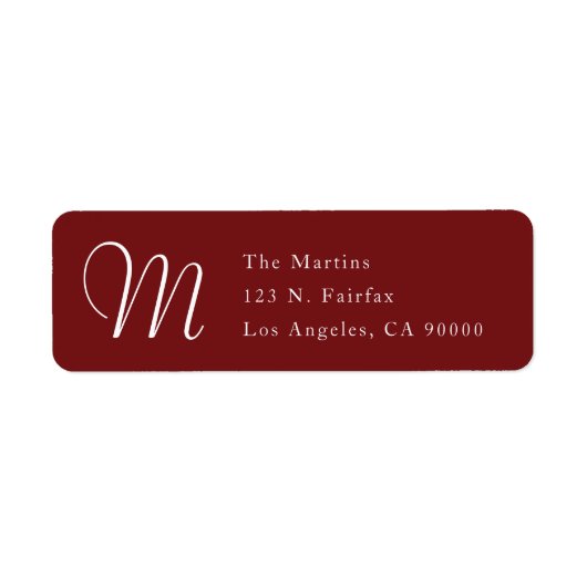 Einfache elegante Rücksendeadresse mit Monogramm | (Vorne)
