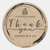 Einfache elegante Rustic Kraft Bäckerei Vielen Dan Runder Aufkleber (Vorderseite)