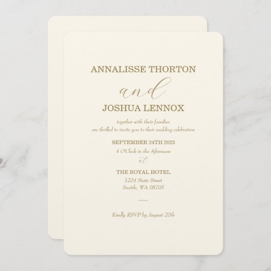 Einfache, elegante, rustikale Einladung zur Hochze (Vorne/Hinten)