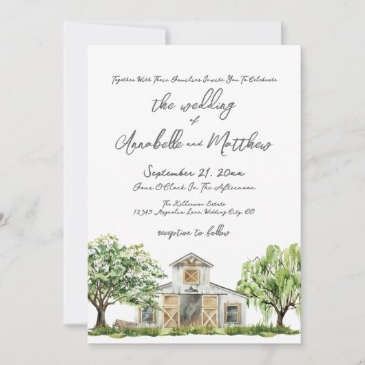 Einfache Elegante Rustikale Hochzeit Einladung (Vorderseite)