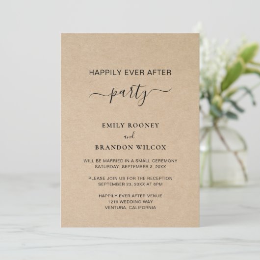 Einfache elegante rustikale Hochzeitsempfehlung Einladung (Stehend Vorderseite)