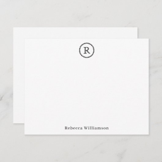 Einfache elegante Rustikale Moderne Kleider Monogr Mitteilungskarte (Vorne/Hinten)