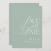 Einfache Elegante Sage Green Chic Hochzeit Save The Date (Vorne/Hinten)