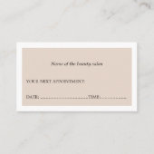 Einfache Elegante Saubere Schönheit Salon Terminkarte (Vorderseite)