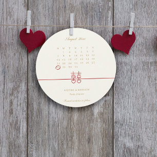 Einfache, elegante, Save the Date chinesische Rund Einladung