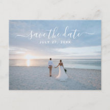 Einfache Elegante Save the Date Foto Beach Wedding