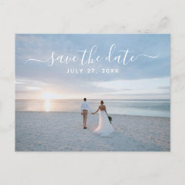 Einfache Elegante Save the Date Foto Beach Wedding Postkarte