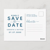 Einfache Elegante Save the Date Foto Beach Wedding Postkarte (Rückseite)