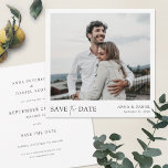 Einfache, elegante Save the Date-Hochzeit des Foto Einladung<br><div class="desc">Diese schlichte, moderne Hochzeit des Fotos speichern Sie die Datumskarte mit Ihren Namen und das Datum unter Ihrem Foto zusammen mit einer "Save the Date" Nachricht vermittelt mit einer auffallenden Mischung von zwei verschiedenen Schriftart, mit "das" in einem leichten, fließenden Drehbuch zwischen der Erholung der Nachricht, die im oberen Fall...</div>