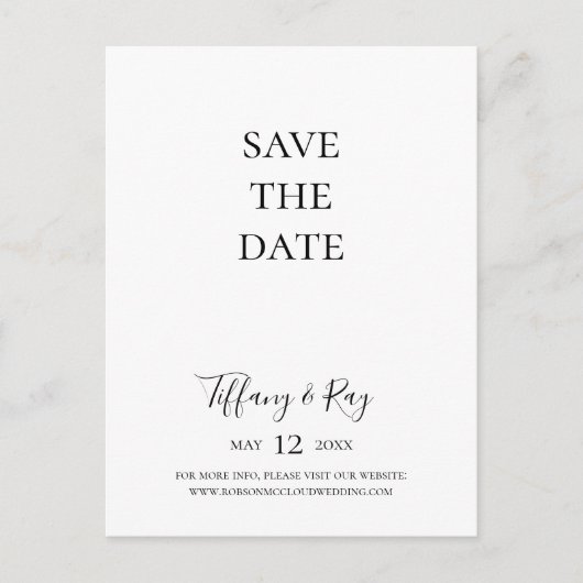 Einfache Elegante Save the Date Postkarte (Vorderseite)