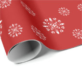 Einfache Elegante Schneeflocken Pattern Roter Urla Geschenkpapier (Rolleneckpunkt)