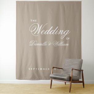 Einfache elegante Schreibschrift-Hochzeitskulisse  Wandteppich