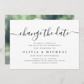 Einfache elegante Schrift ändert den Vertagung des Einladung (Vorne/Hinten)