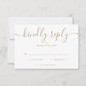 Einfache elegante Schrift Gold RSVP-Karte RSVP Karte (Vorderseite)