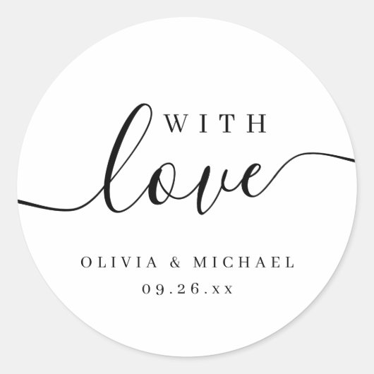 Einfache, elegante Schrift mit Liebe-Gastgeschenk Runder Aufkleber (Vorderseite)
