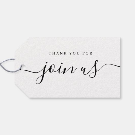 Einfache, elegante Schrift mit Liebe Hochzeit Geschenkanhänger (Rückseite Horizontal)