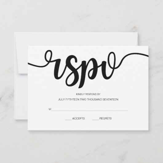 Einfache, elegante Schrift | Moderne RSVP-Karten f RSVP Karte (Vorderseite)
