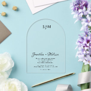 Einfache elegante Schrift & Monogramm-Overlay-Hoch Acryleinladungen