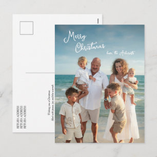 Einfache elegante Schriftfamilien-Weihnachtsfoto Feiertagspostkarte