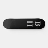 Einfache elegante Schwarz-Grau-Monogram-Benutzerde Skateboard (Horizontal)