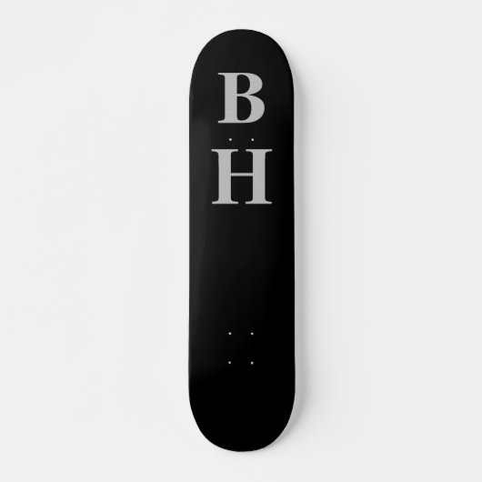 Einfache elegante Schwarz-Grau-Monogram-Benutzerde Skateboard (Vorne)