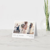 Einfache, elegante Schwarz-Text-Fotocollage Hochze Dankeskarte (Vorderseite)