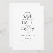 Einfache Elegante Schwarz und Weiß Save the Date (Vorne/Hinten)